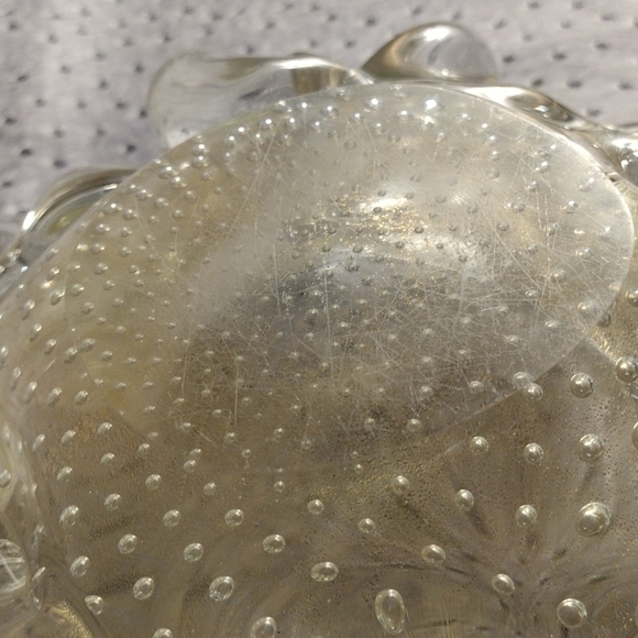 mid-century Murano glass bowl with gold fleck inclusions attributed to Seguso - Picture 11 of 11